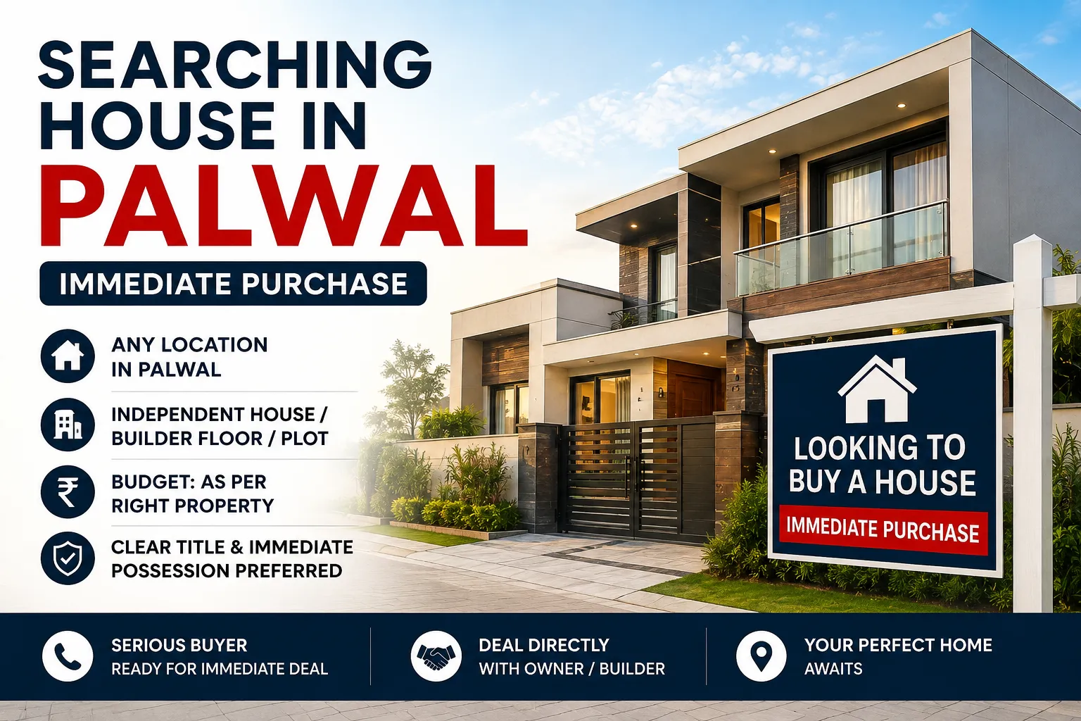 Looking to Buy 2BHK Flat/Builder Floor/House/Villa in Panchwati Road, Palwal