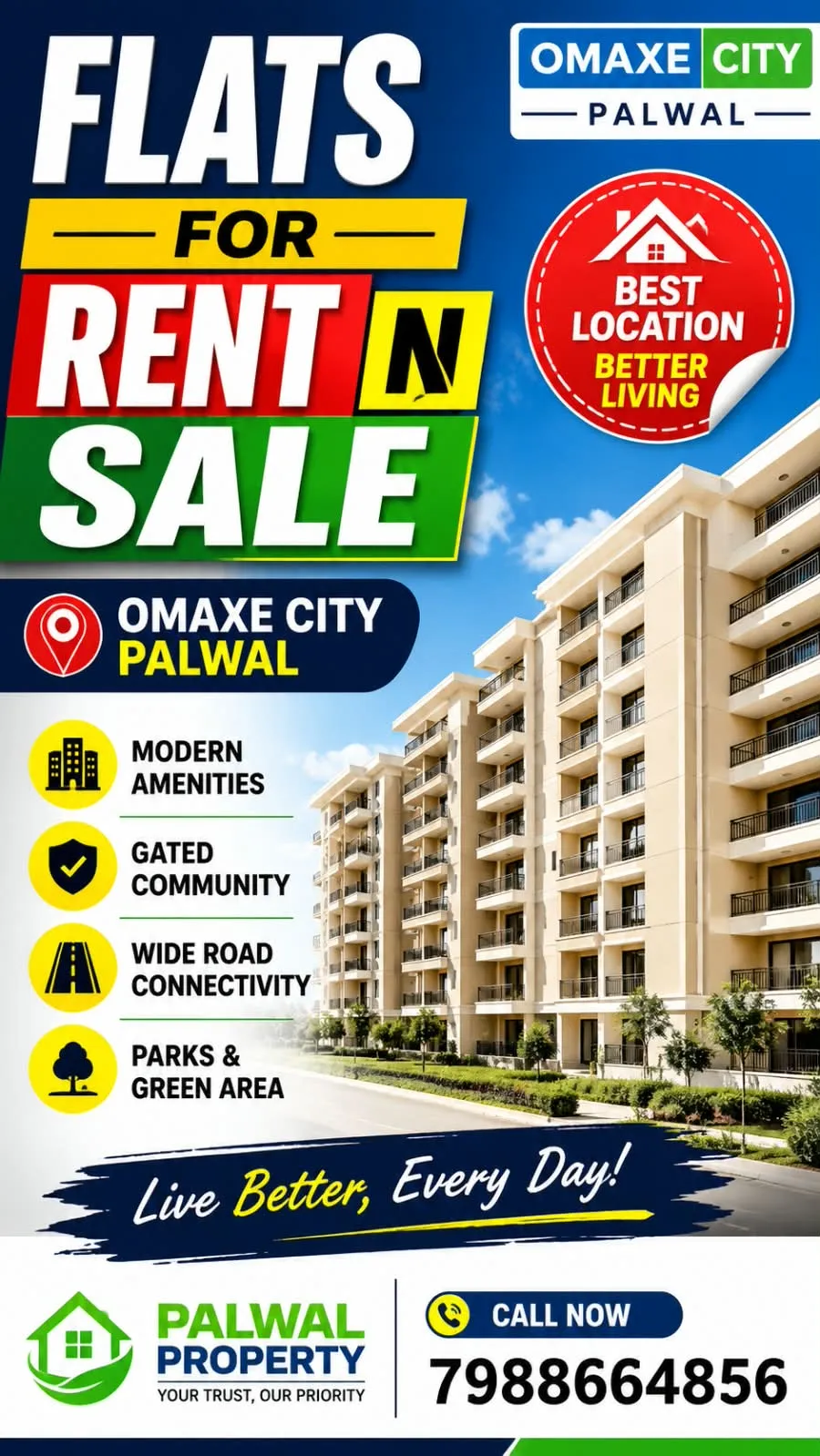 3BHK Flat/Builder Floor/House/Villa for Rent in Omaxe City, Palwal