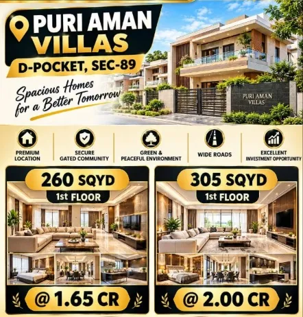 3BHK House / Villa for Sale in Puri Aman Villas, D Pocket Sec-89, Faridabad